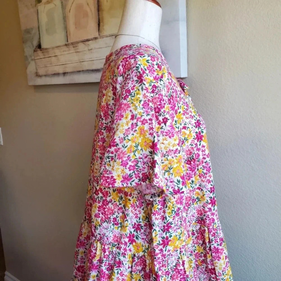 TERRA & SKY | Swing Tiered Tie Front in Tickled Pink sz 2X - Picture 4 of 8
